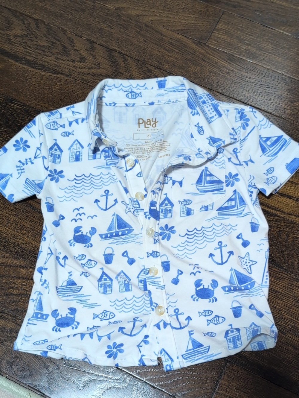 Little Sleepies Nautical Collar Button Down Play Line Seas The Day